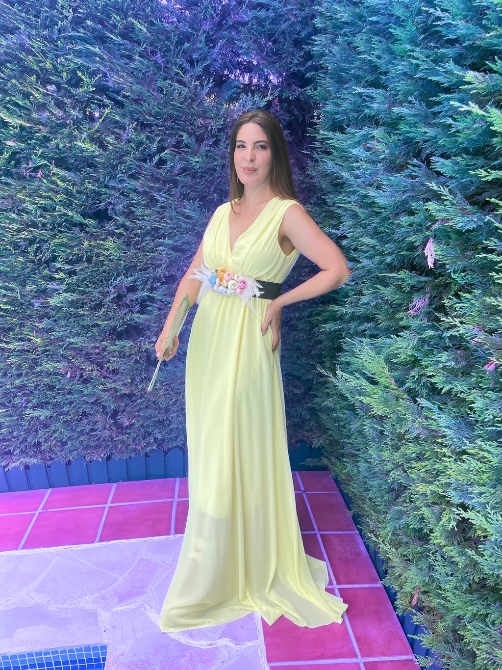 Vestido Rose amarillo limón y cereza image 4