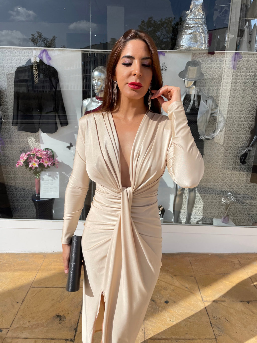 Vestido Alexandra manga beige image 12
