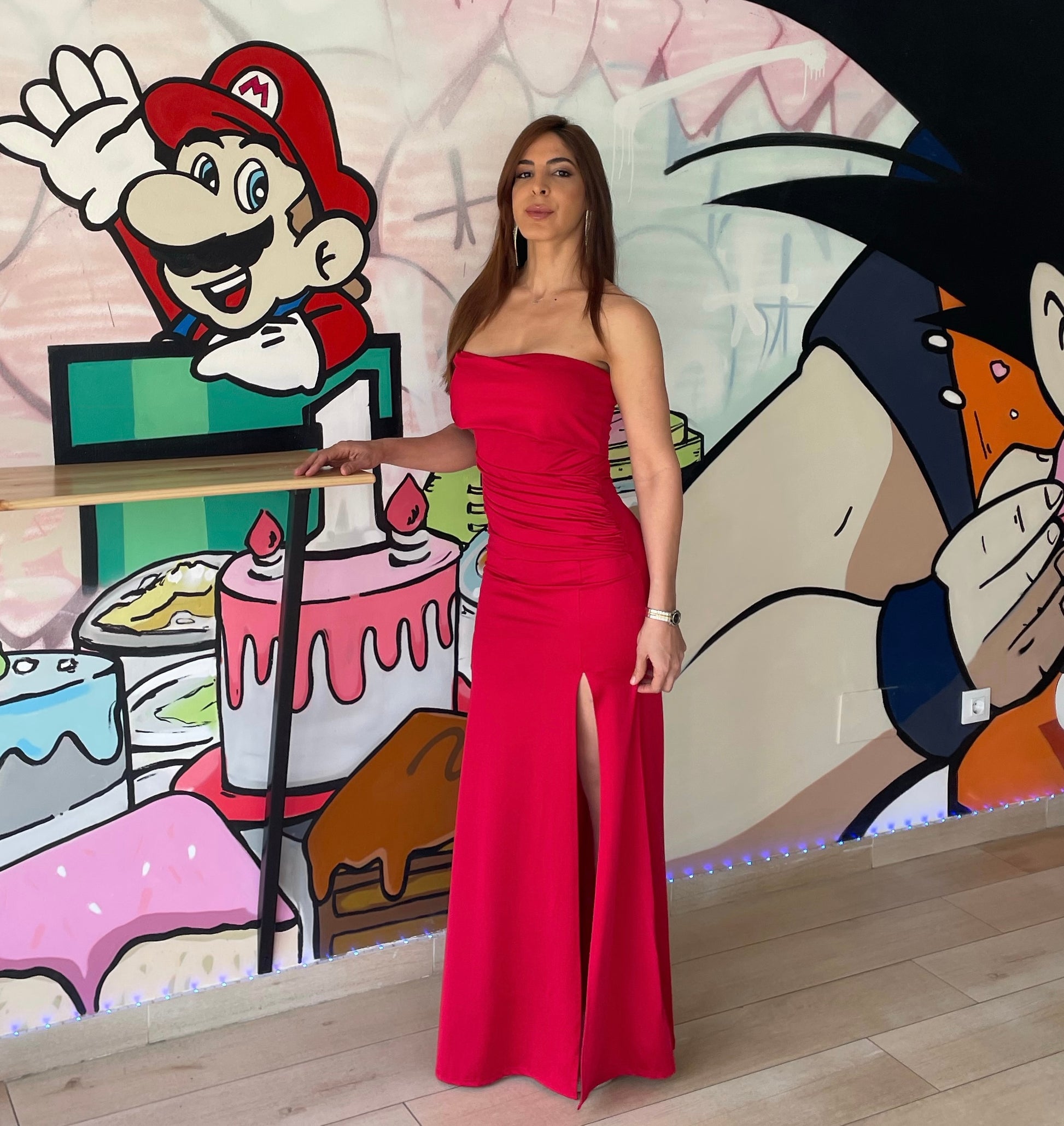 Vestido largo Yanira cereza image 1