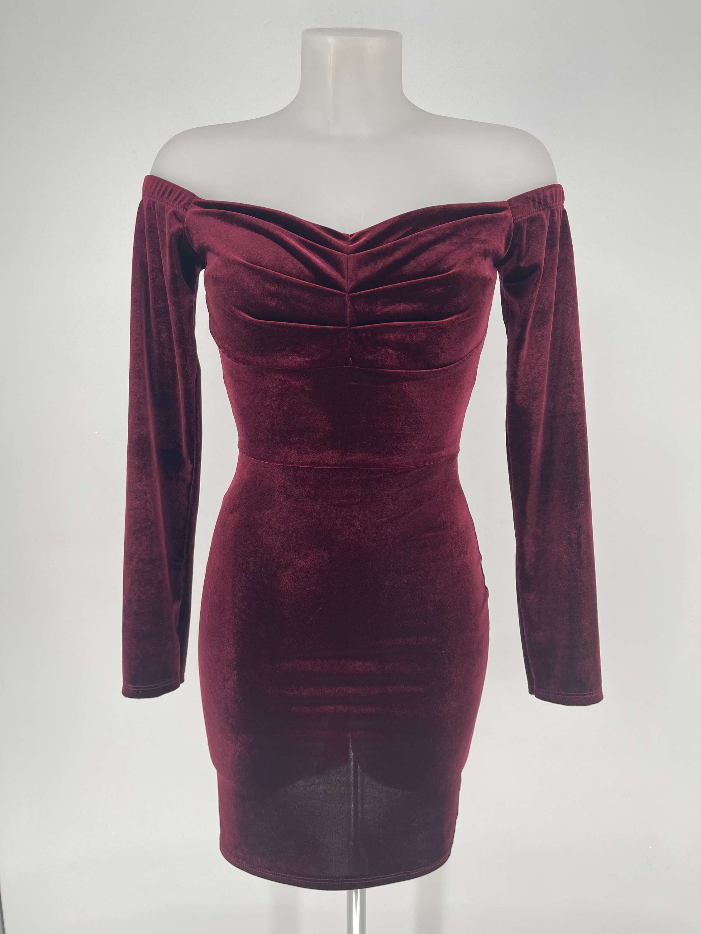 Vestido corto terciopelo Kristen  Burdeos image 3