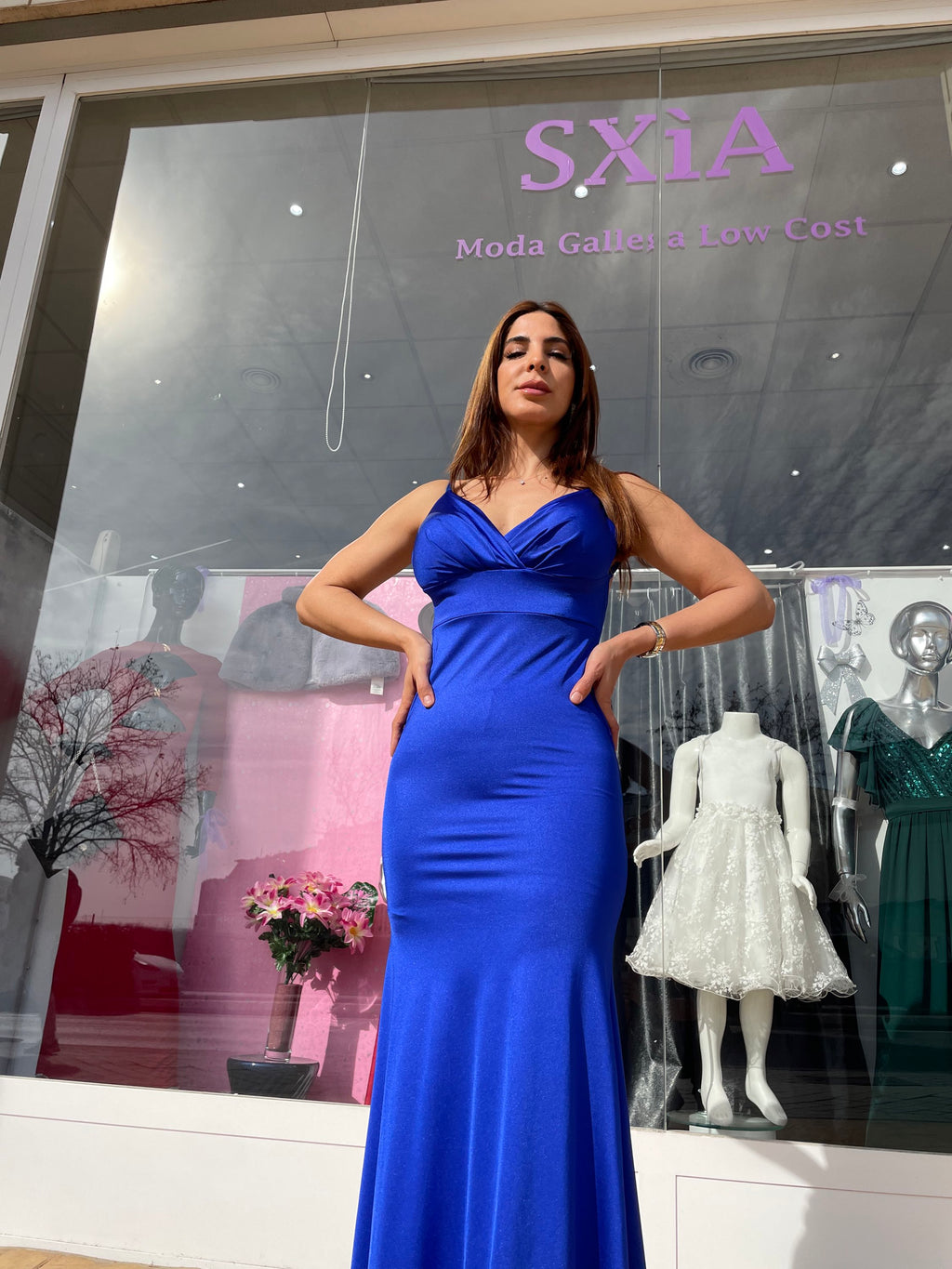 Vestido largo Cloé licra azulón  image 10