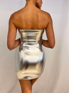 Vestido corto Metal plata image 2