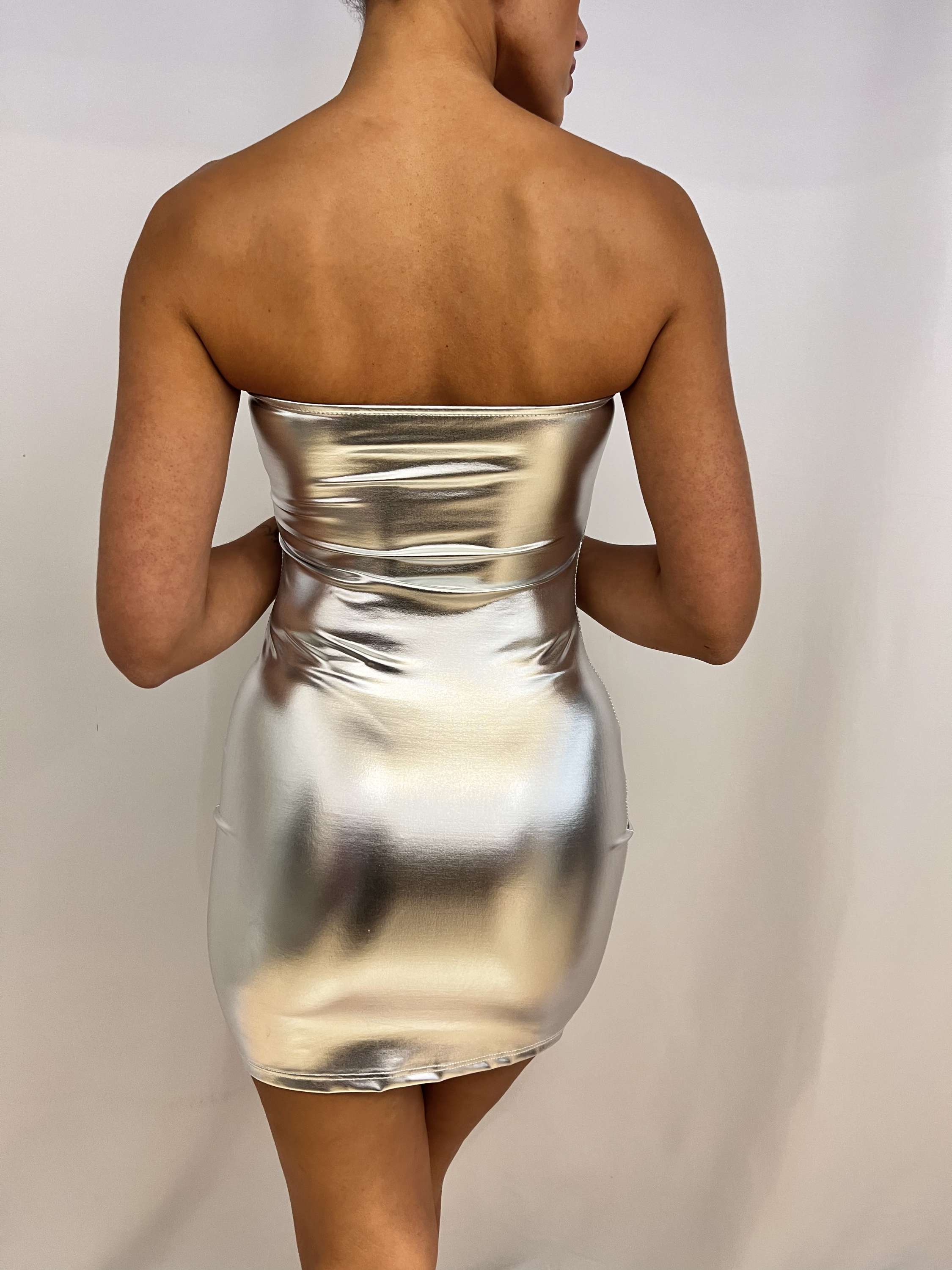 Vestido corto Metal plata image 2