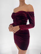 Vestido corto terciopelo Kristen  Burdeos image 0