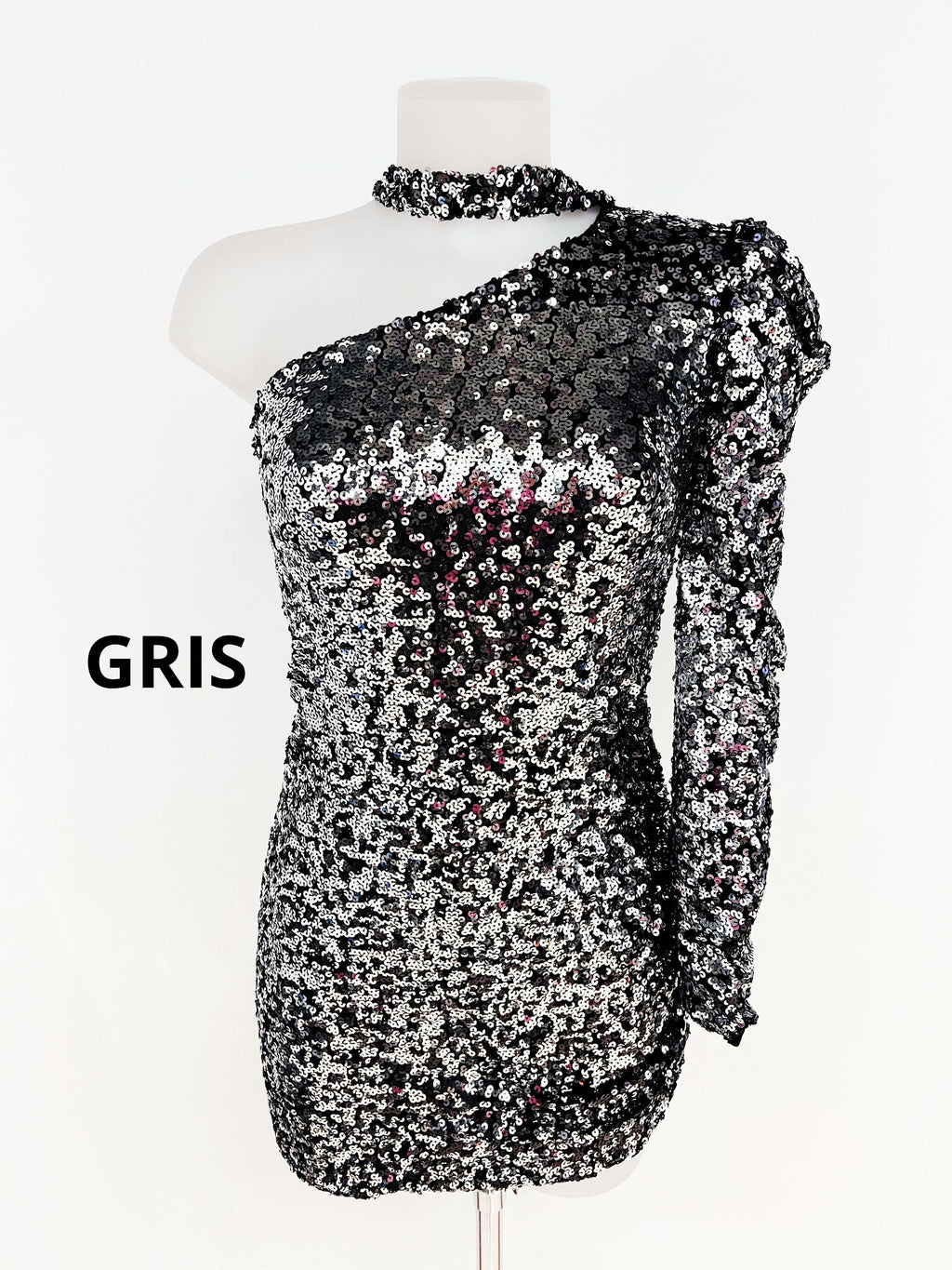 Vestido corto de lentejuelas Zaira Gris image 3