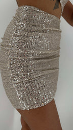 Vestido corto de lentejuelas Naomi  Champange image 2