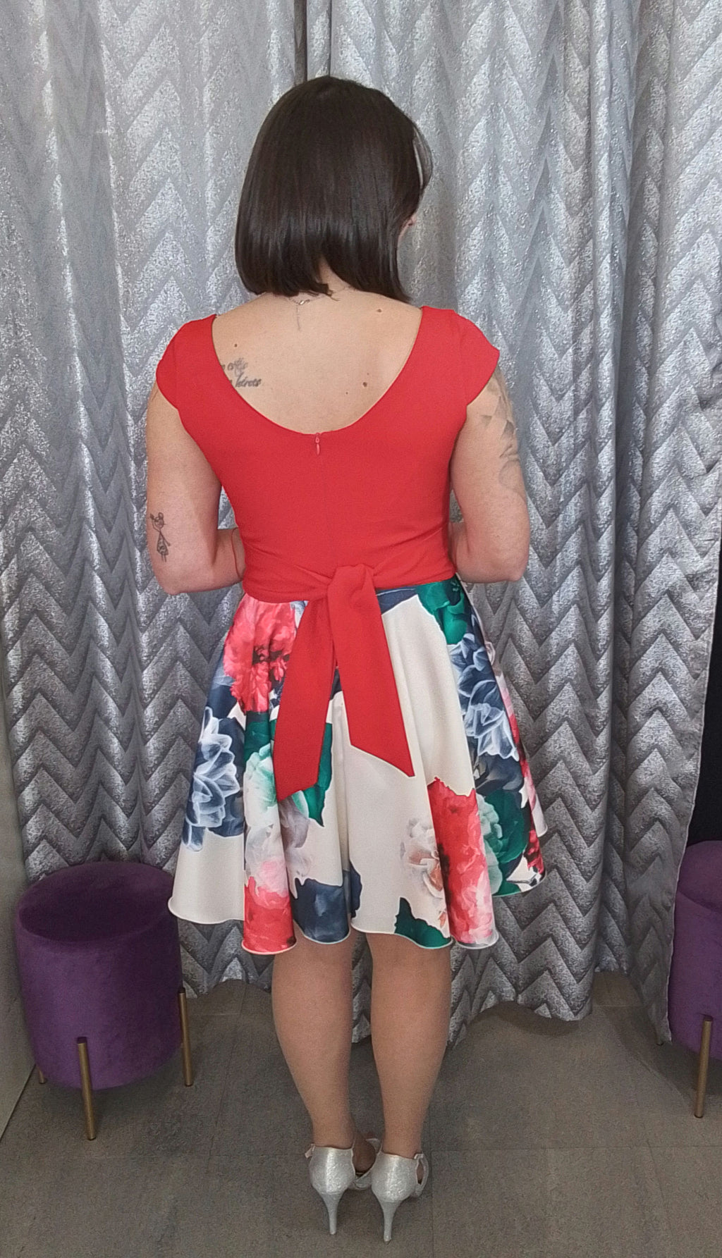 Vestido corto Red & flowers image 12