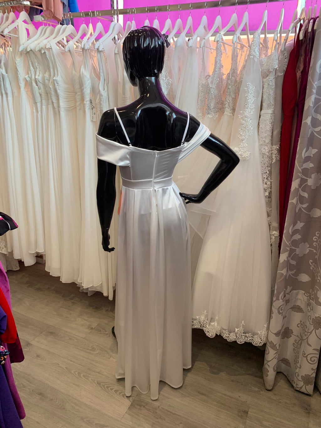 Vestido largo Ico novia blanco y beige image 3