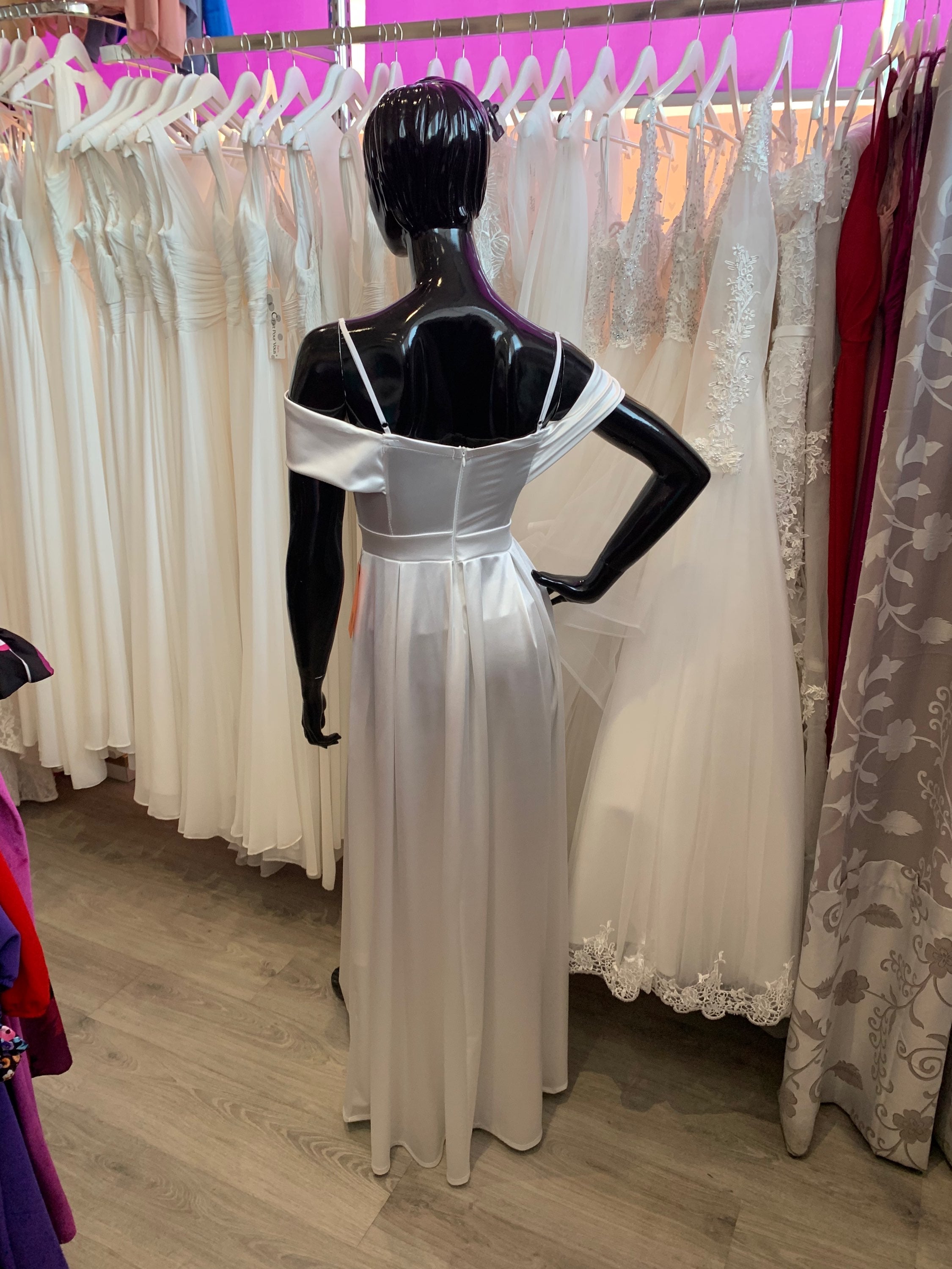 Vestido largo Ico novia blanco y beige image 3