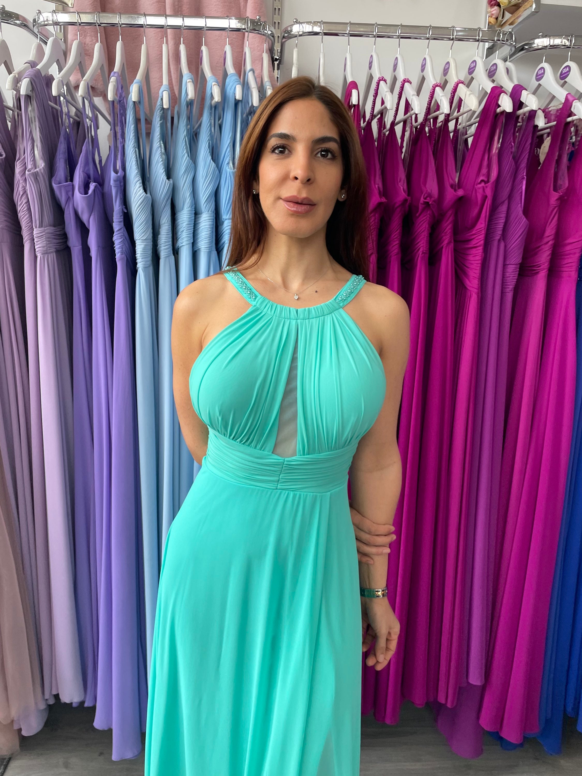Vestido Suhaila abertura aguamarina  image 2