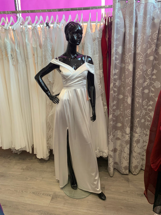 Vestido largo Ico novia blanco y beige image 0