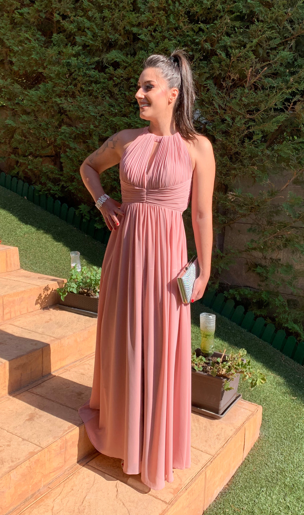 Vestido Fabiola rosa maquillaje image 0