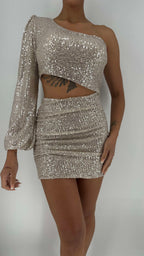 Vestido corto de lentejuelas Naomi  Champange image 0