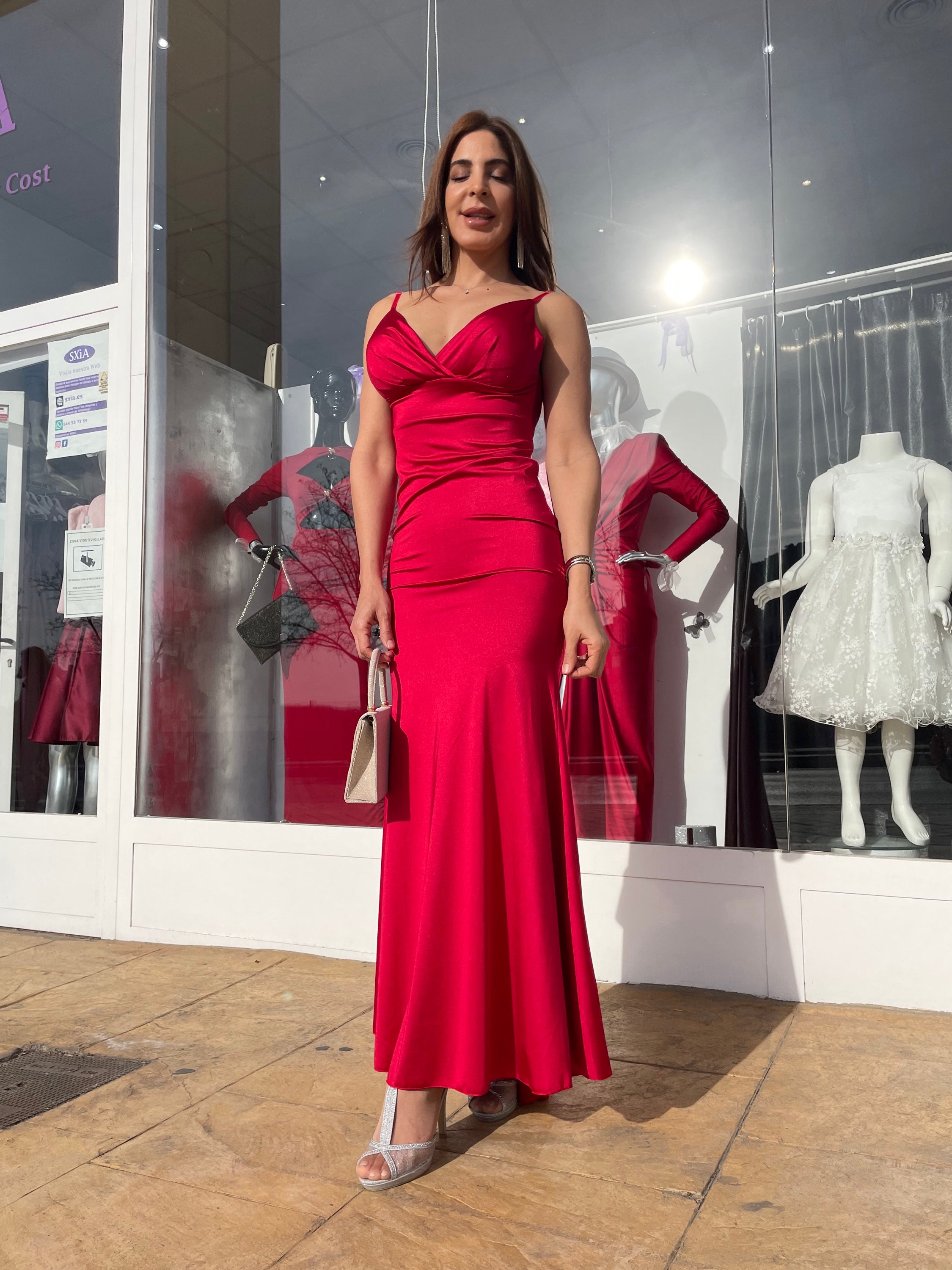 Vestido largo Cloé rojo licra image 4
