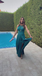 Vestido largo Suhaila Turquesa