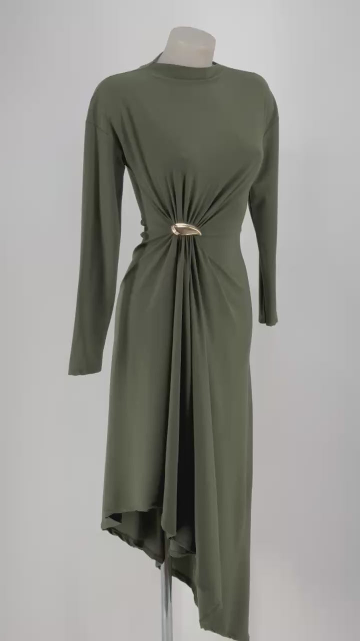 Vestido midi Lix Kaki