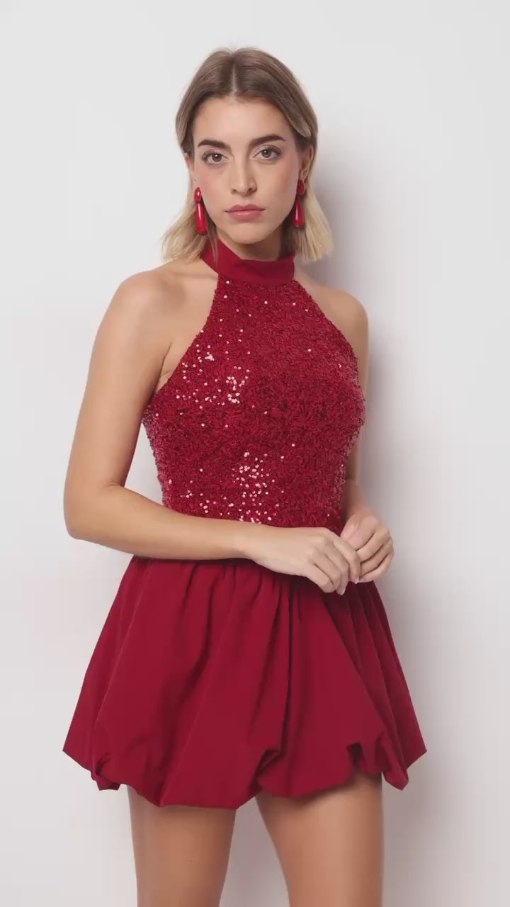 Vestido corto Globo Burdeos