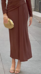 Vestido midi largo Lisboa manga larga Negro