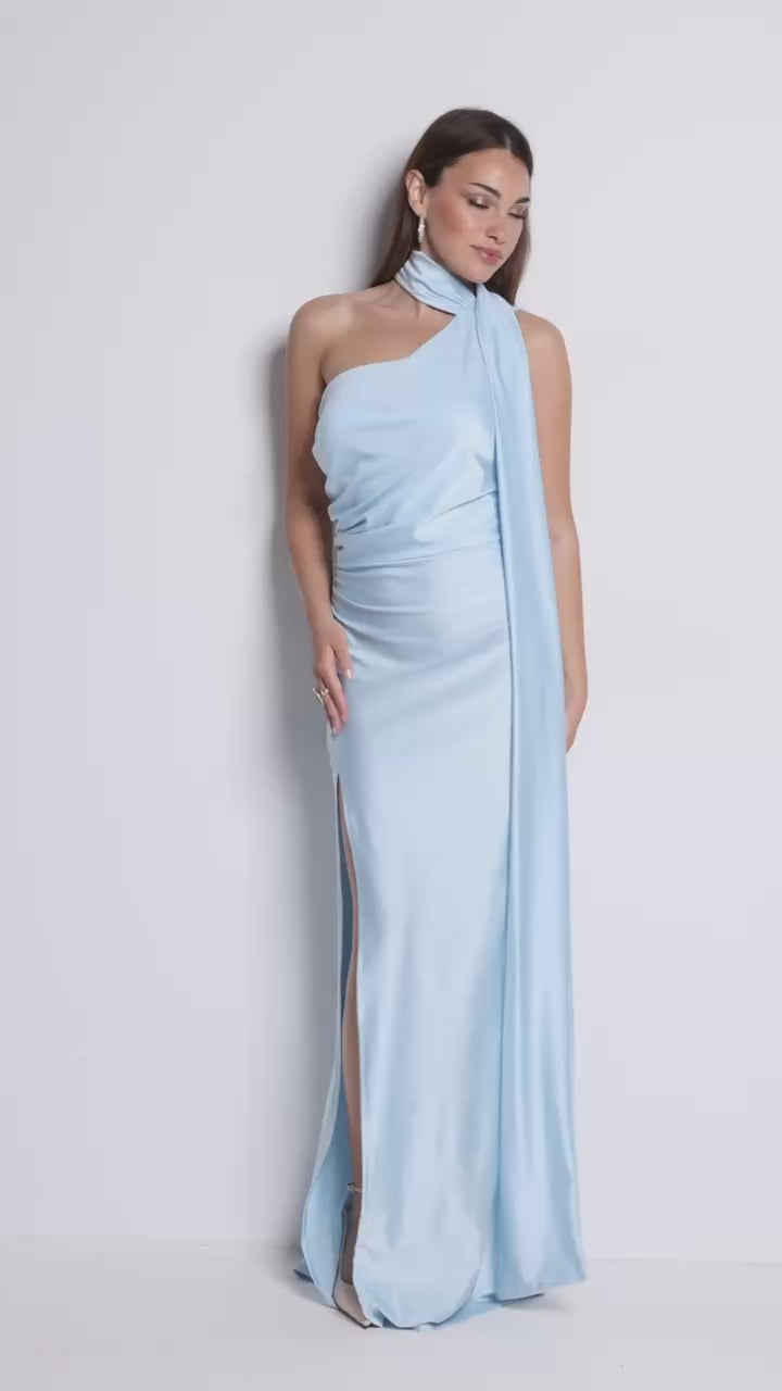 Vestido largo Denia celeste