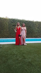 Vestido largo de invitada Yaiza azulón
