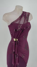 Vestido largo Revel berenjena
