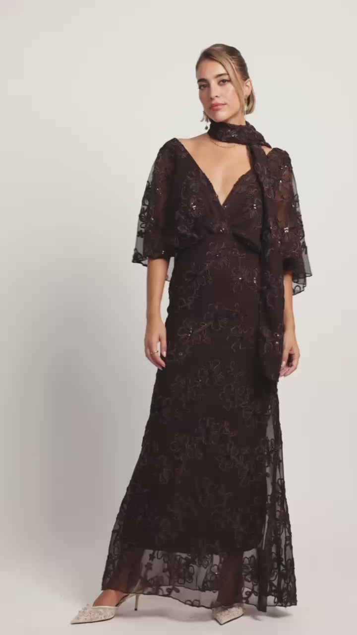 Vestido largo Duna Chocolate