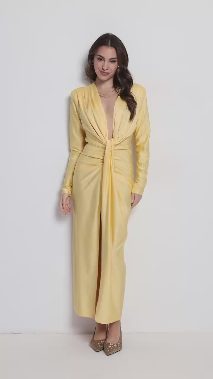 Vestido largo Alexandra manga Amarillo