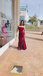 Vestido largo Alexia burdeos