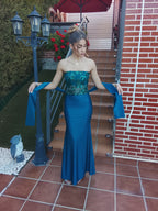 Vestido largo Sicilia petróleo