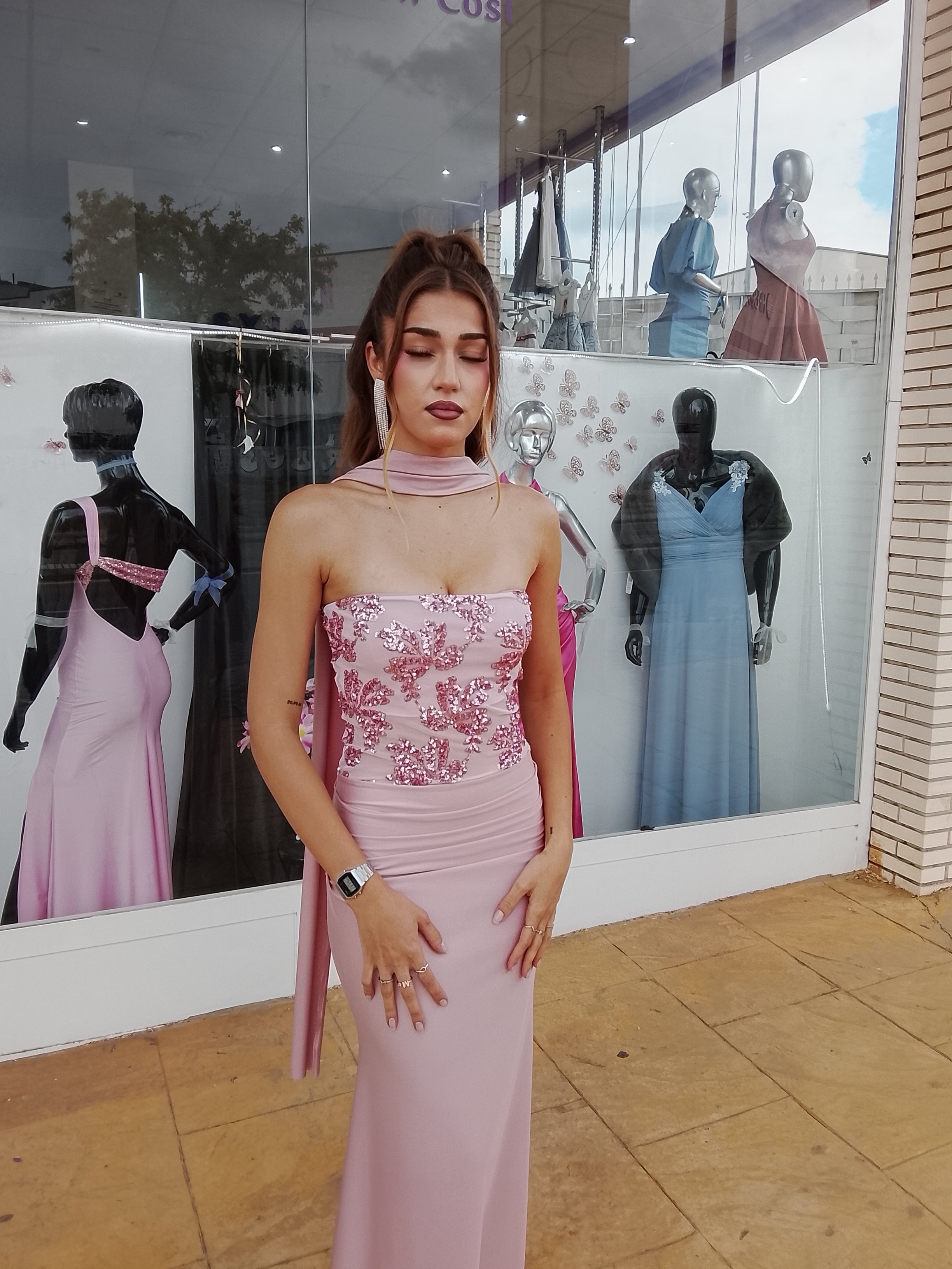 Vestido largo Sicilia Rosa