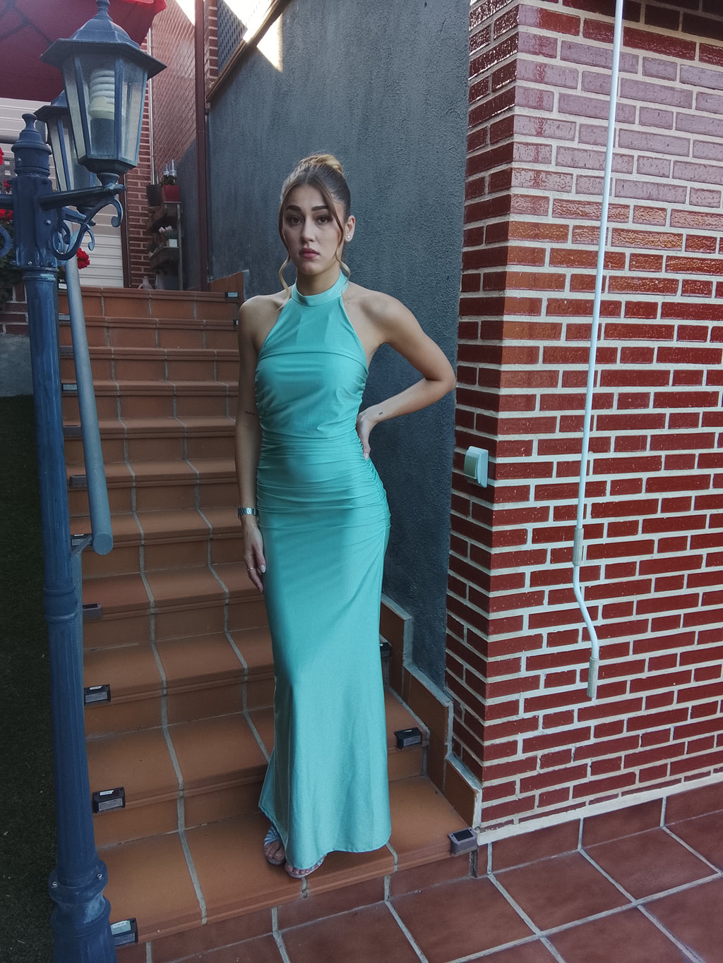 Vestido largo Uxía  Menta