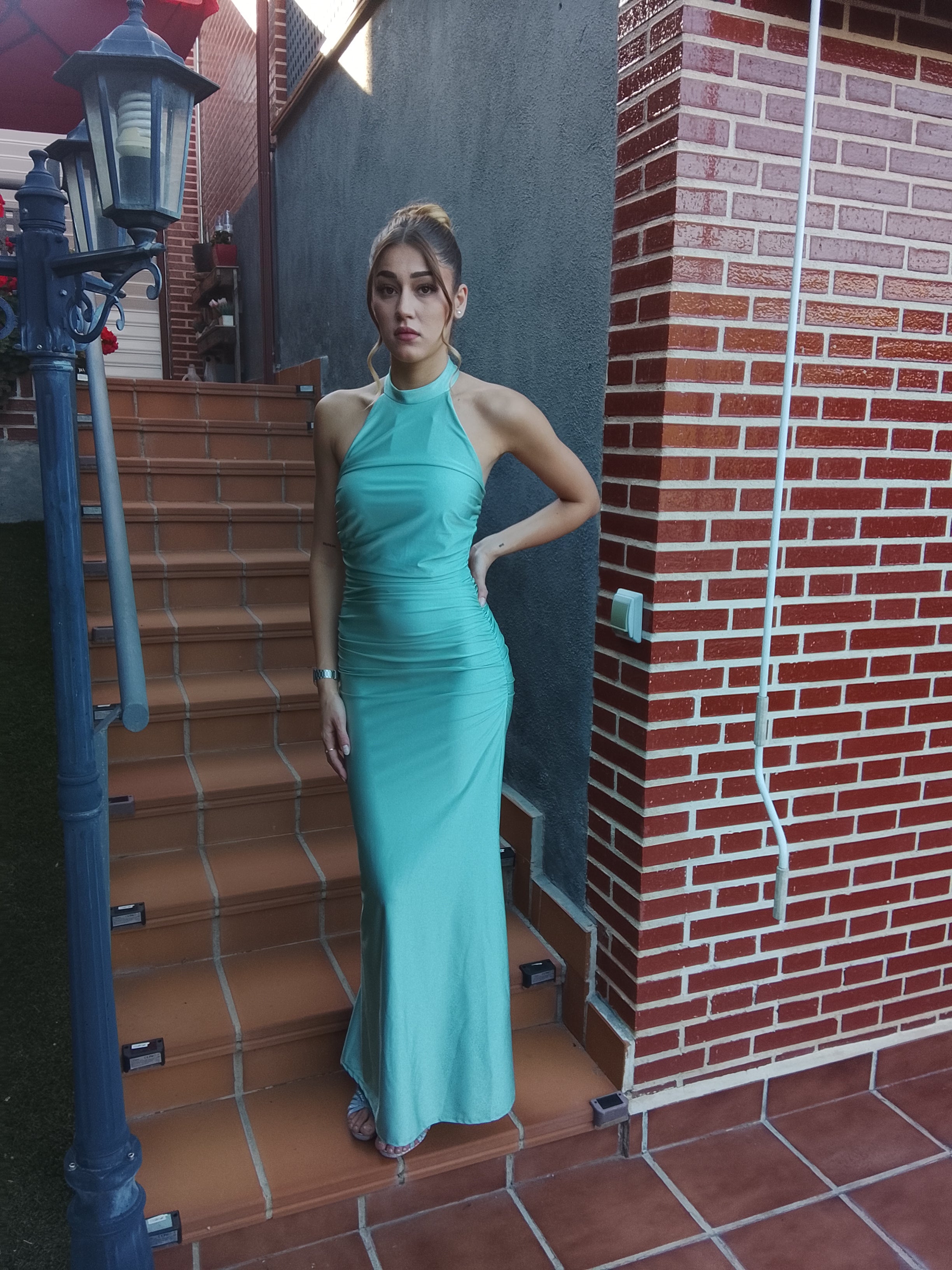 Vestido largo Uxía  Menta