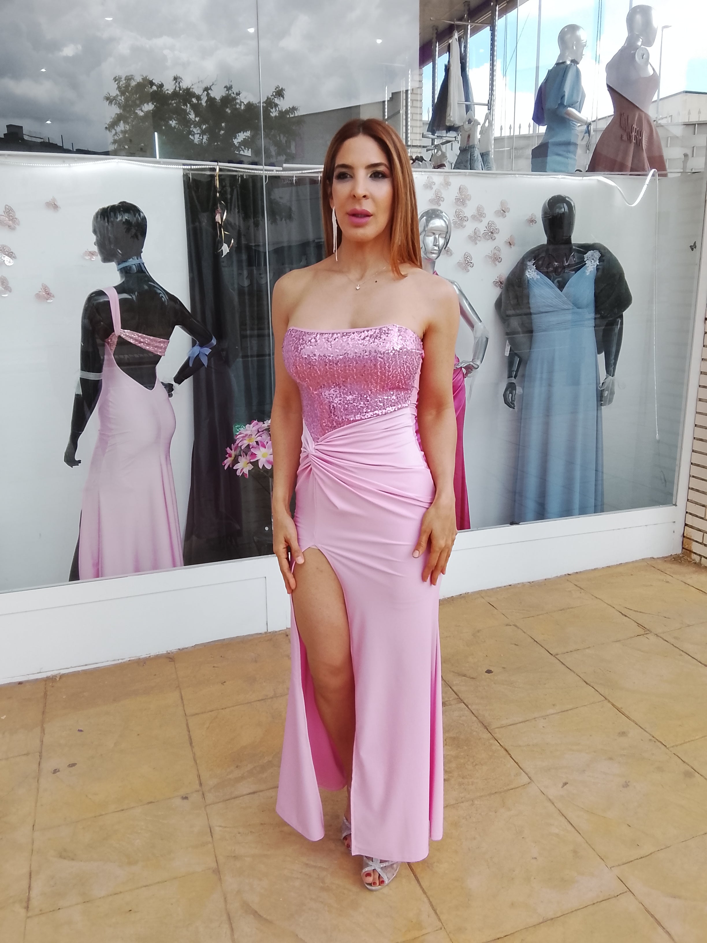Vestido largo Veroh rosa