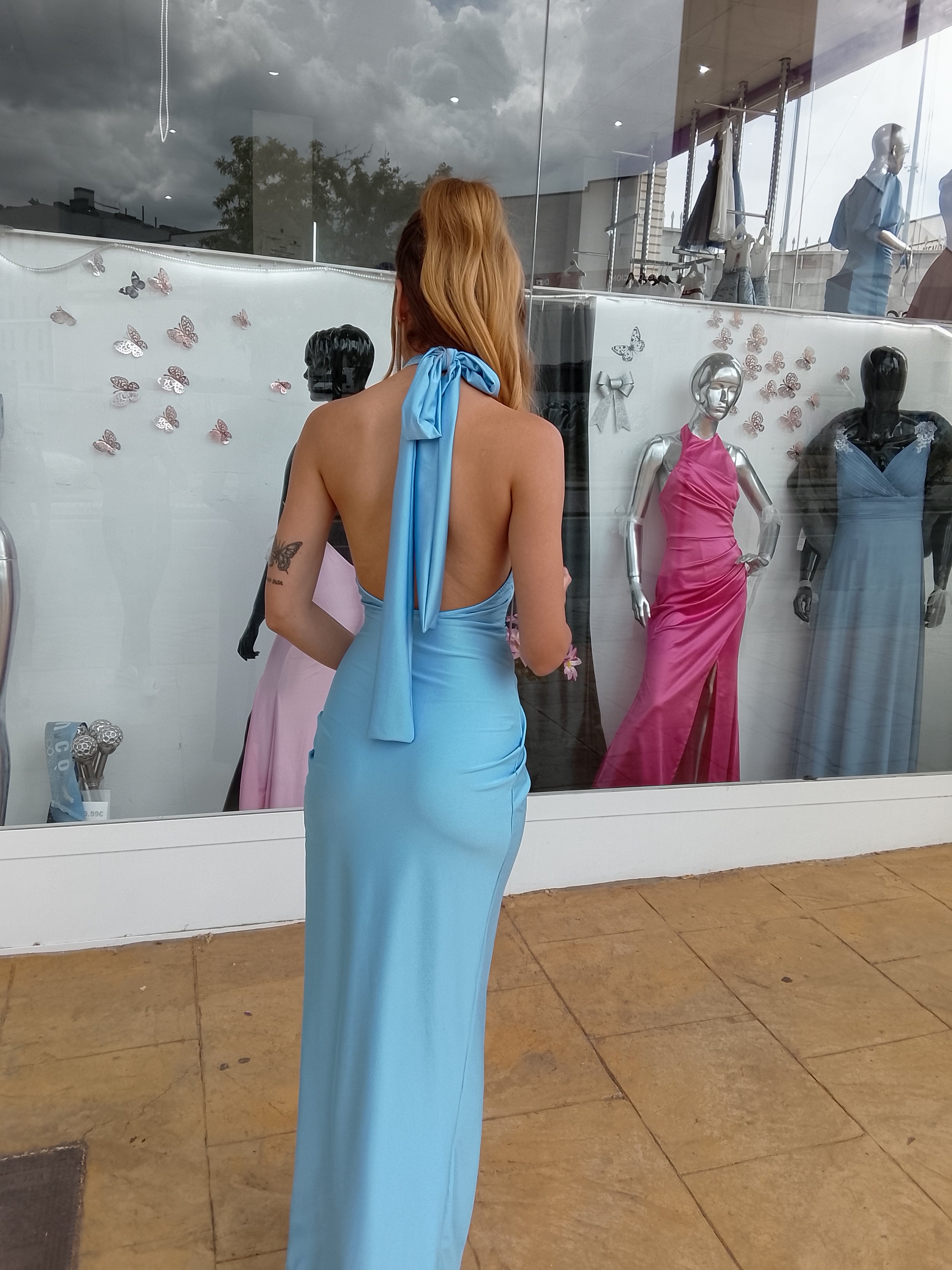 Vestido largo Gisela celeste