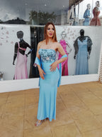 Vestido largo Sicilia celeste