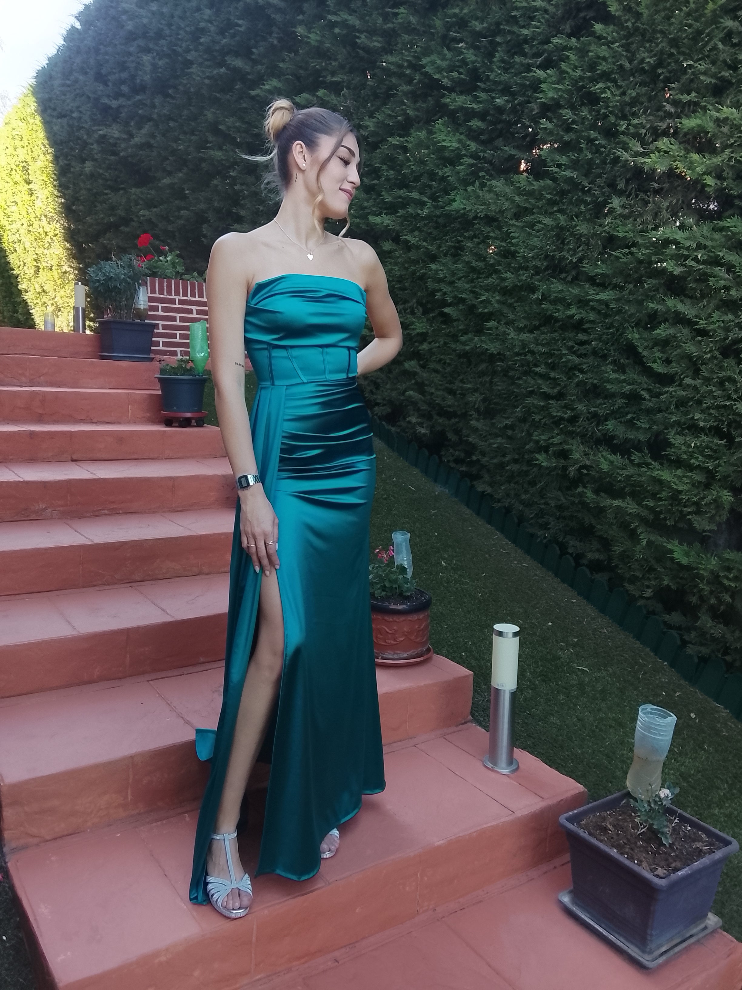 Vestido largo Dafne petróleo