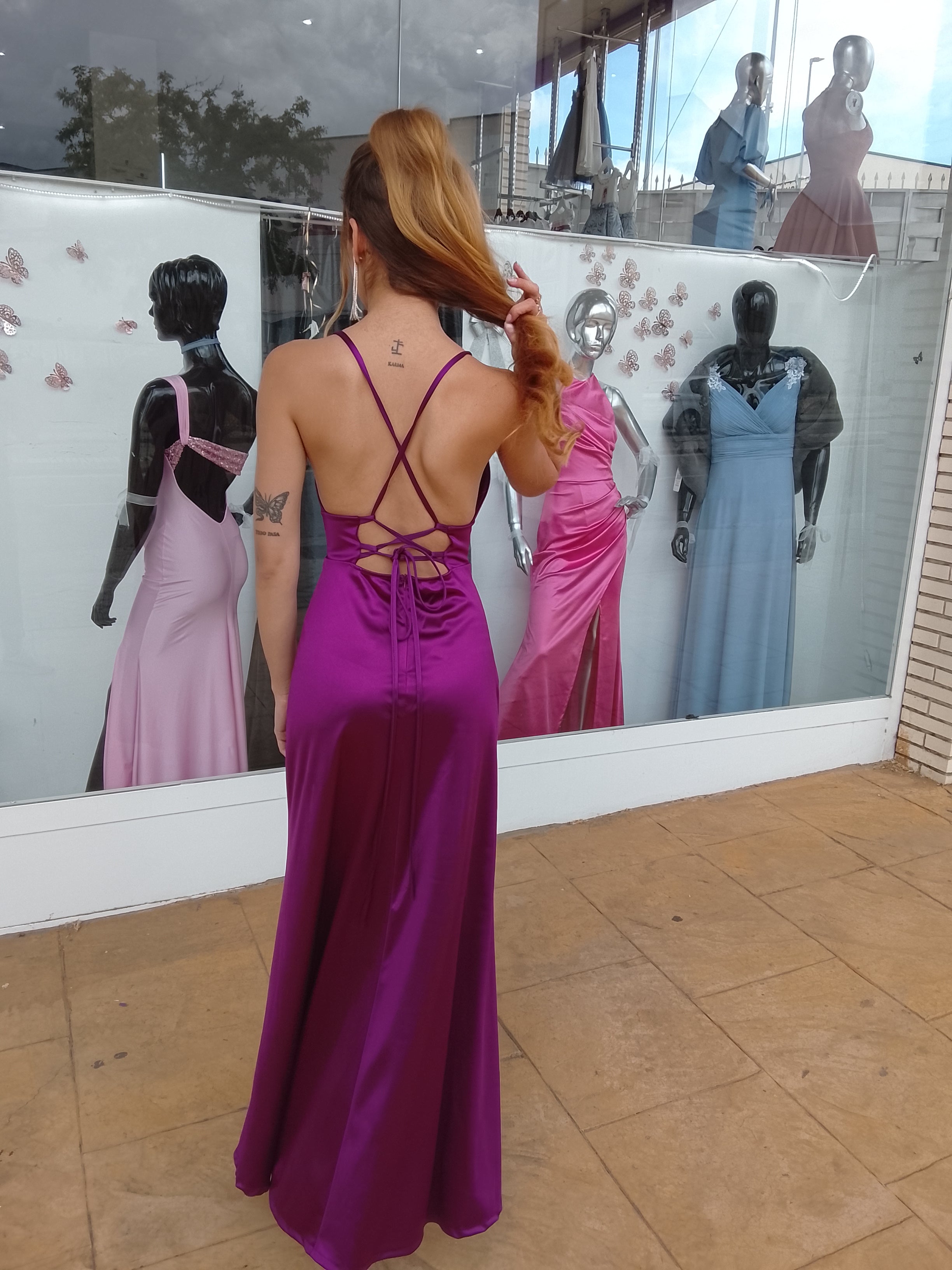 Vestido largo Jay cereza