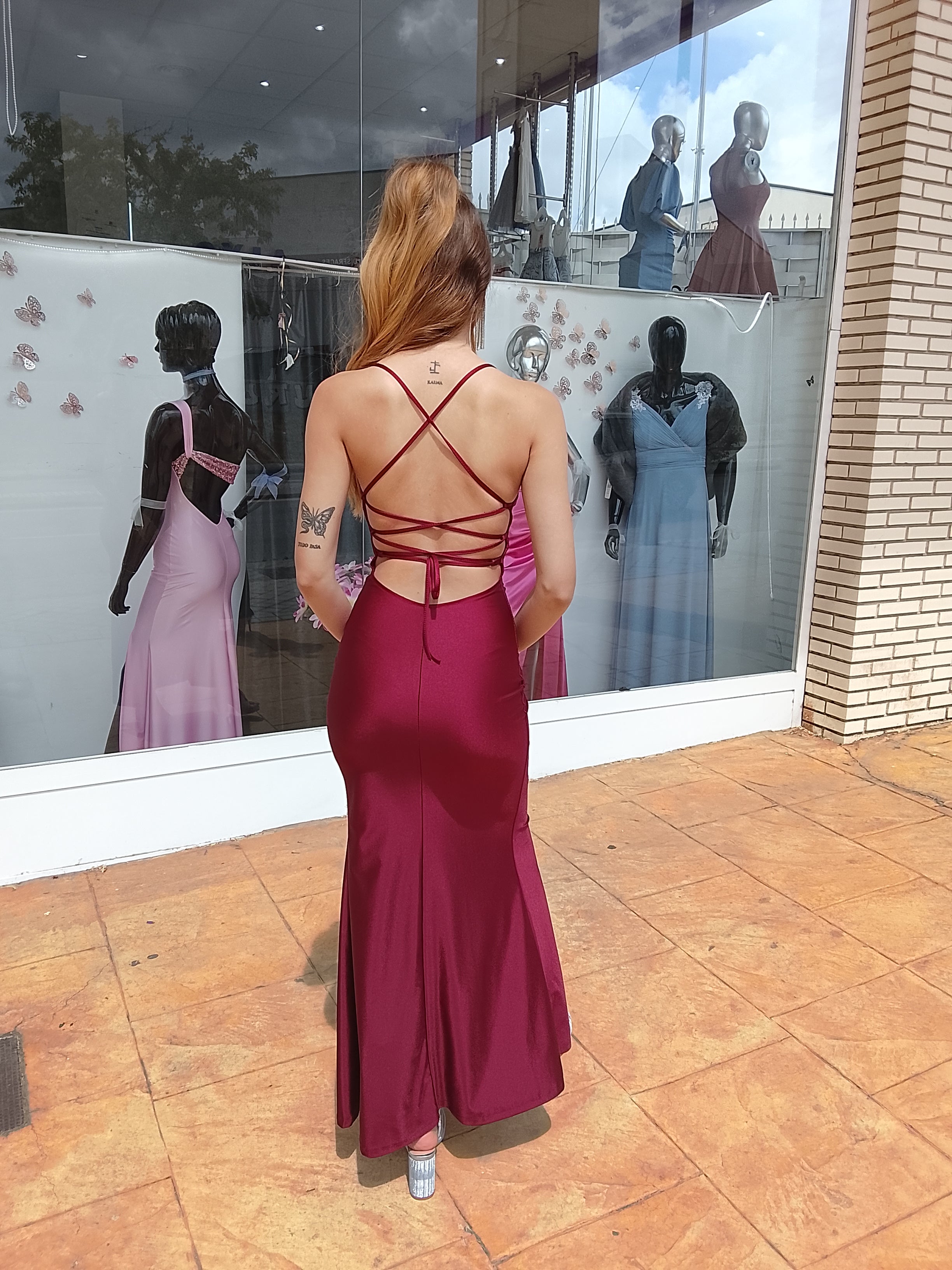 Vestido largo Noa burdeos