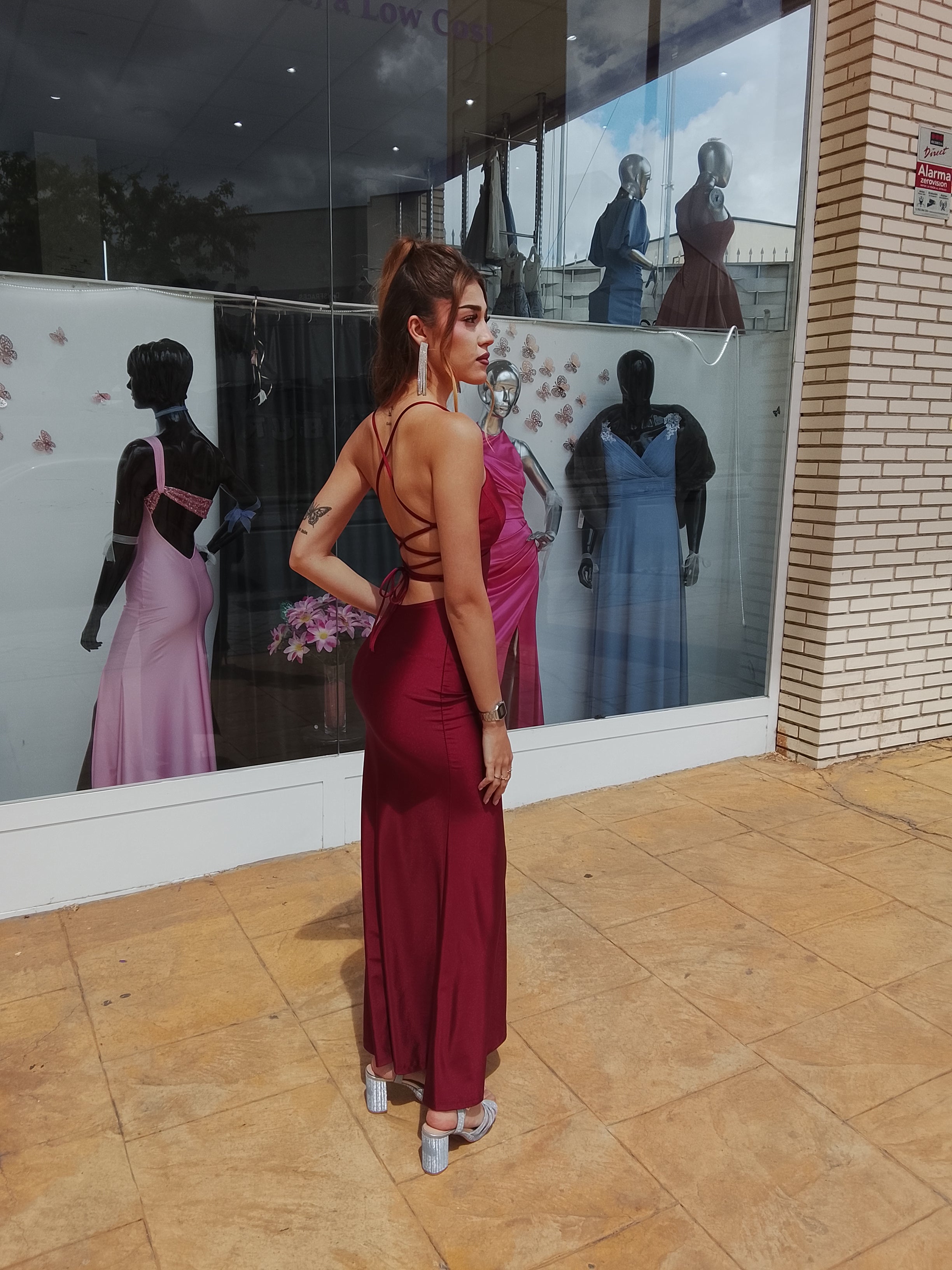 Vestido largo Noa burdeos
