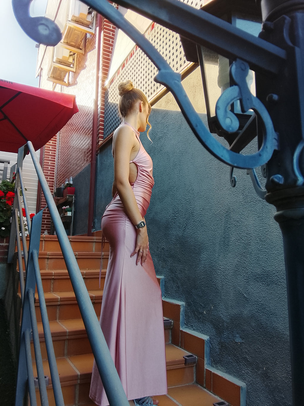 Vestido largo Uxía Rosa