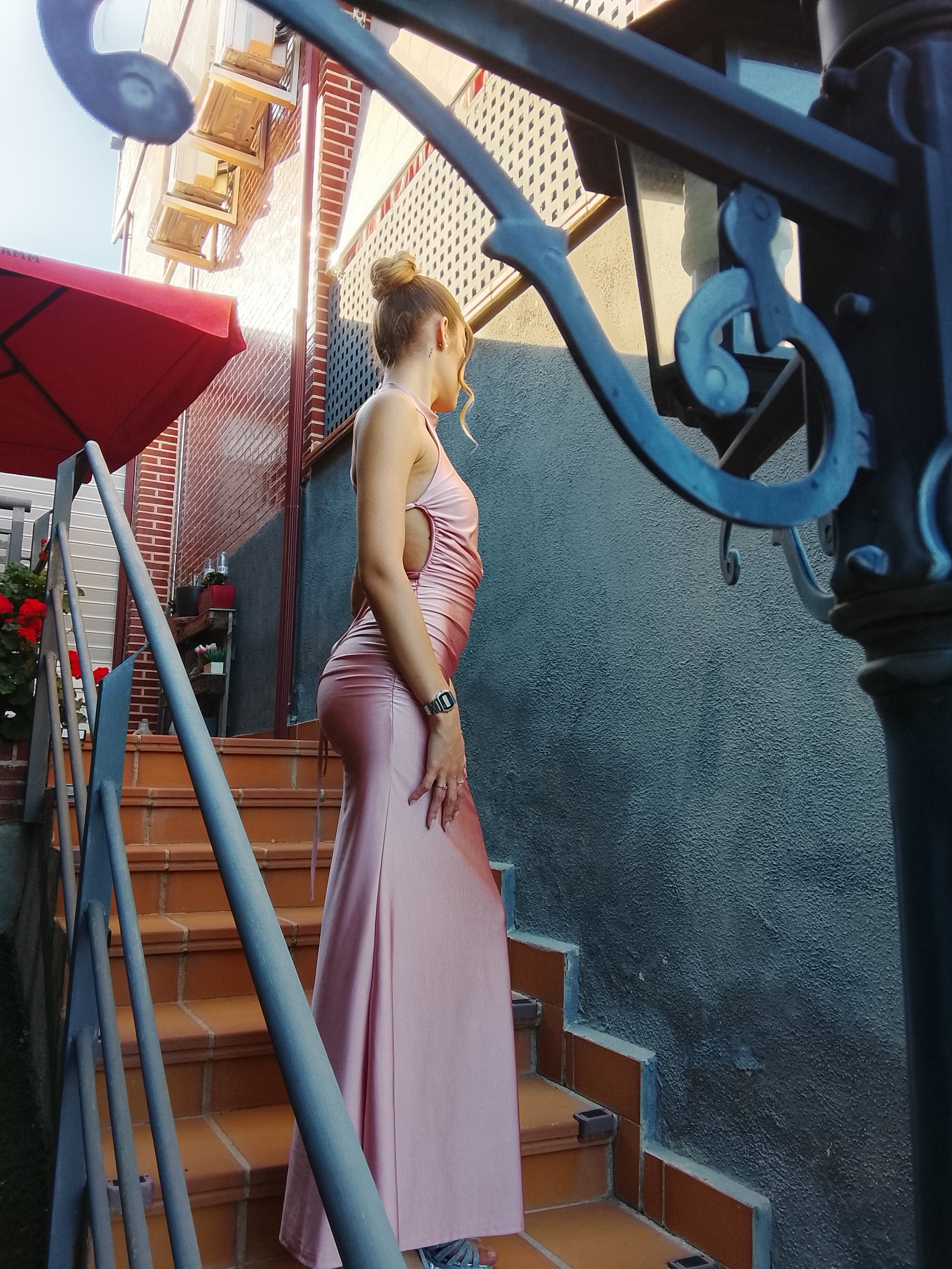 Vestido largo Uxía Rosa
