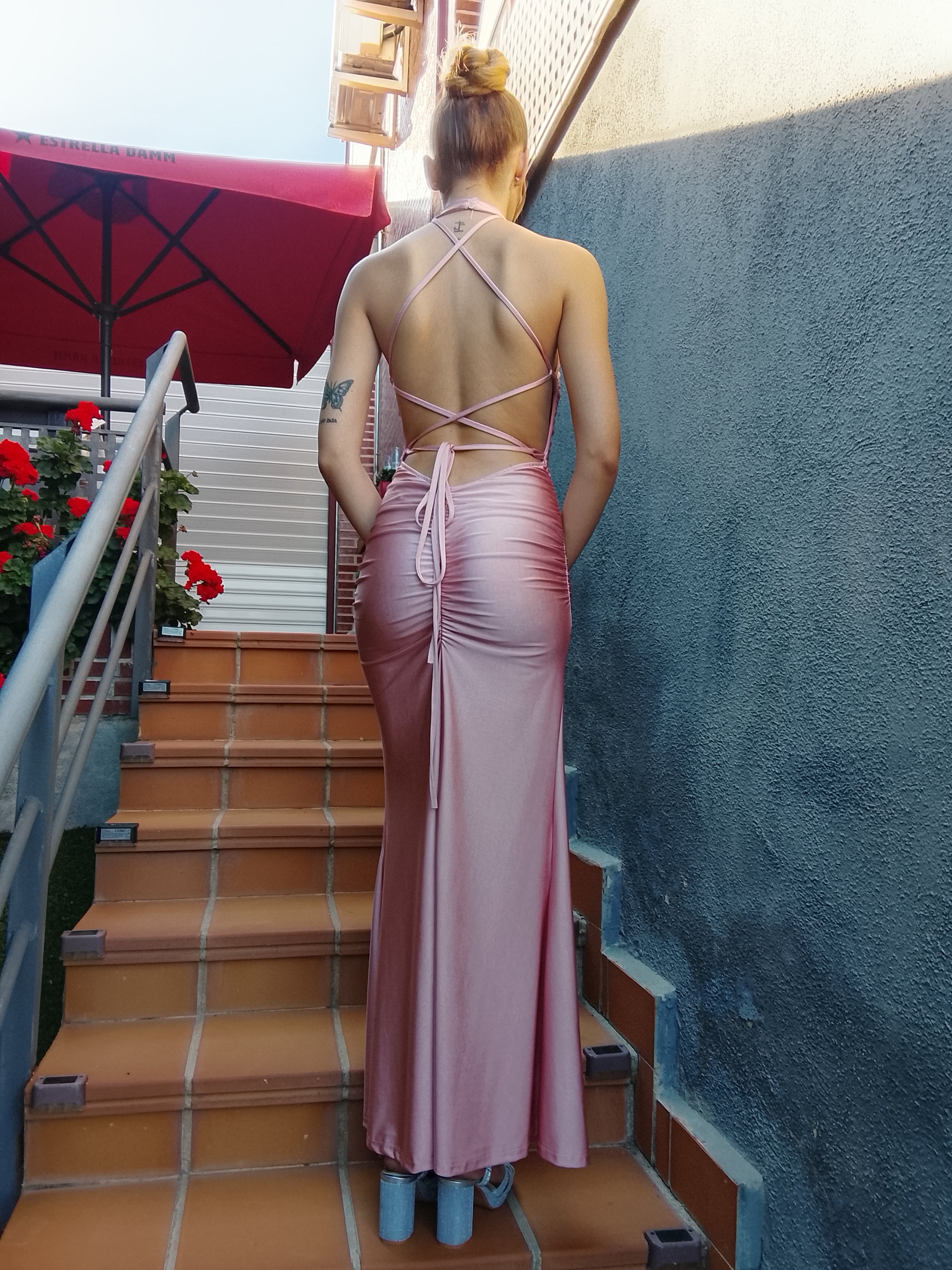 Vestido largo Uxía Rosa
