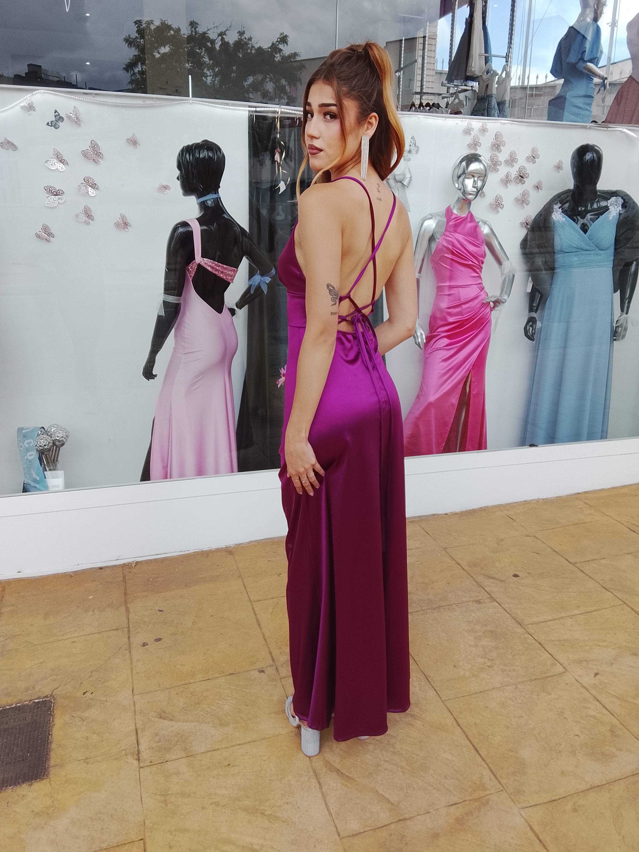 Vestido largo Jay cereza