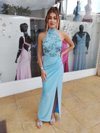 Vestido largo Gisela celeste
