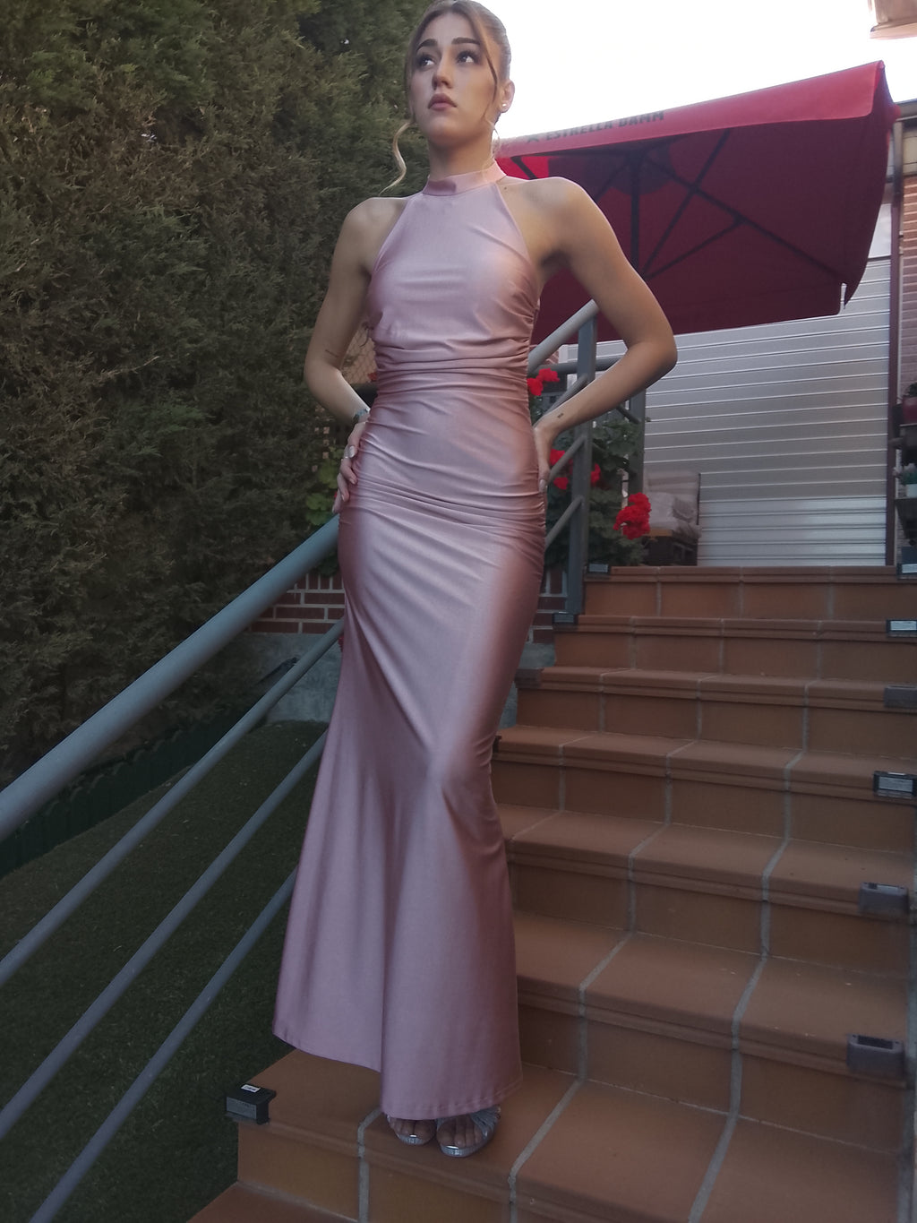 Vestido largo Uxía Rosa