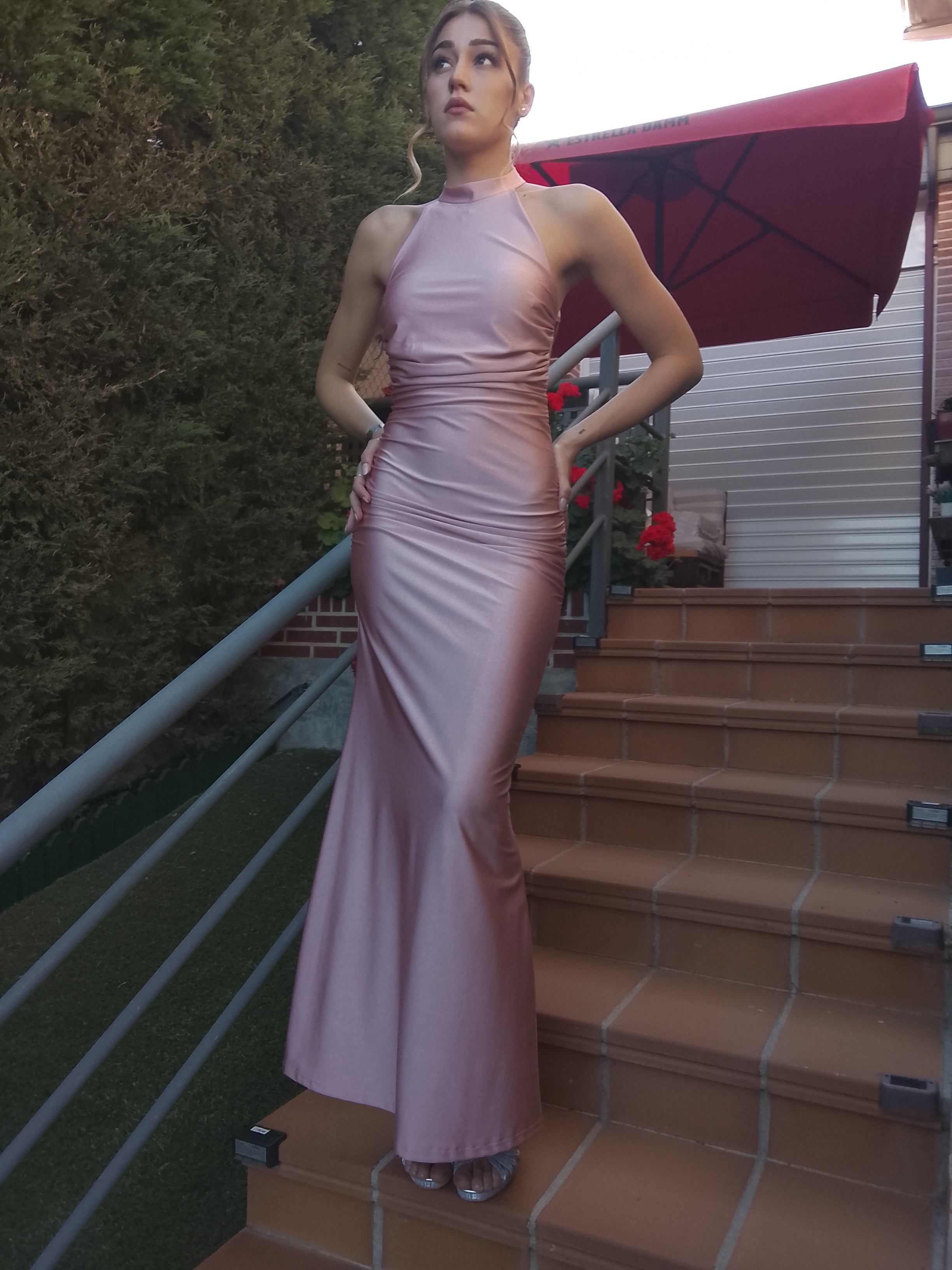 Vestido largo Uxía Rosa