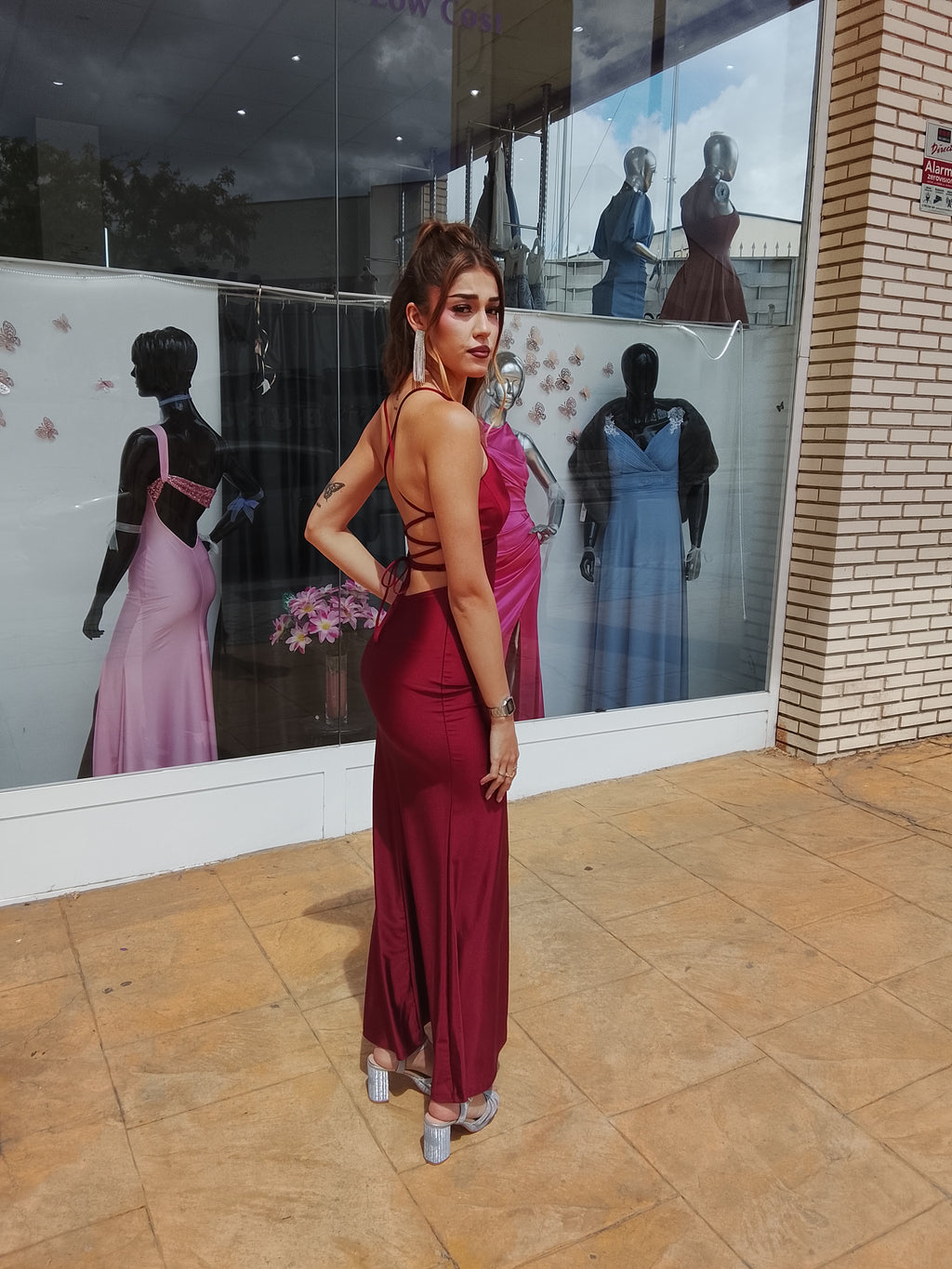 Vestido largo Noa burdeos