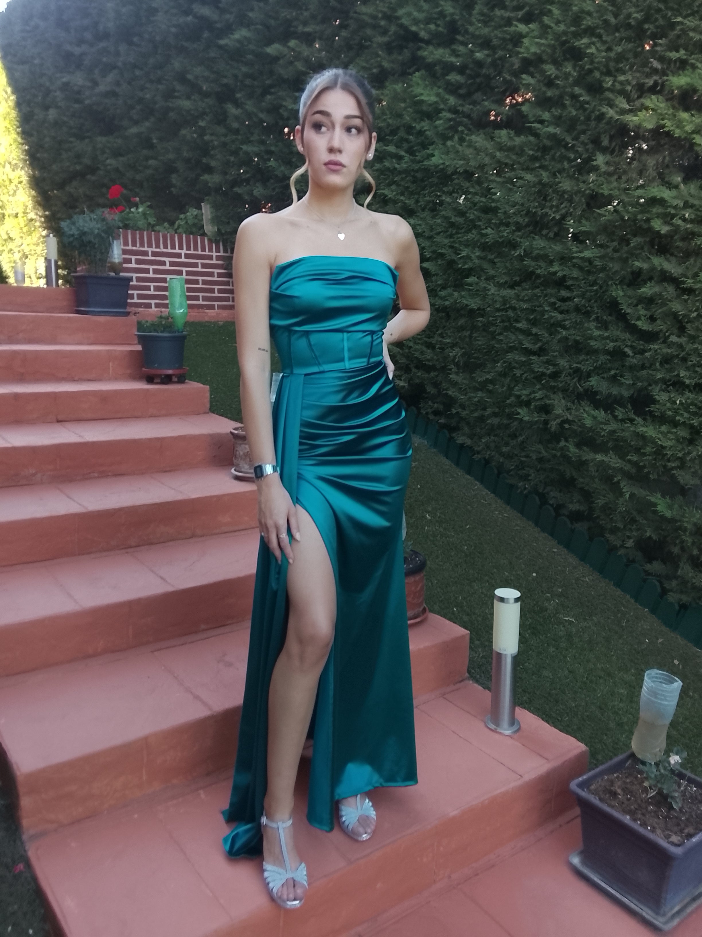 Vestido largo Dafne petróleo