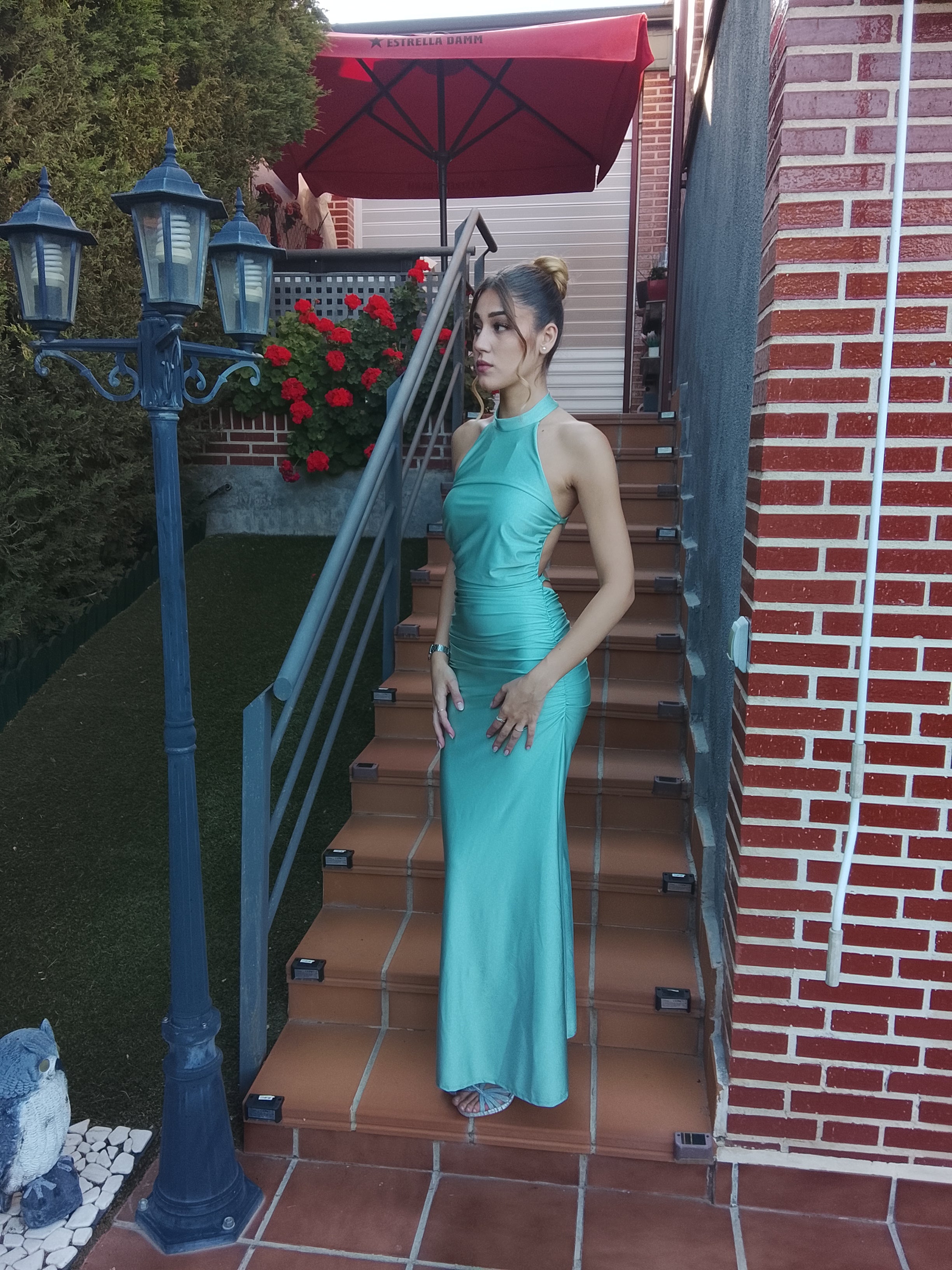Vestido largo Uxía  Menta
