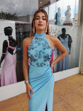Vestido largo Gisela celeste